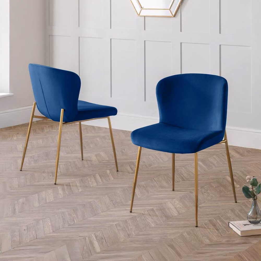 Cheshire Cavendish Set of 2 Blue Velvet Modern Dining Chairs – 4