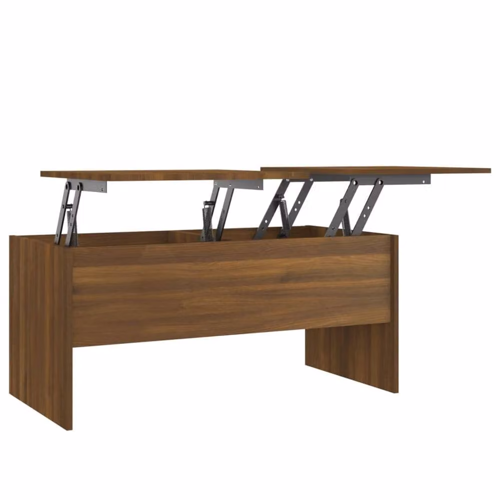 Berkfield Home Modern Rectangular Coffee Table in Brown Oak, W: 102 cm, D: 50.5 cm, H: 46.5 cm – 2