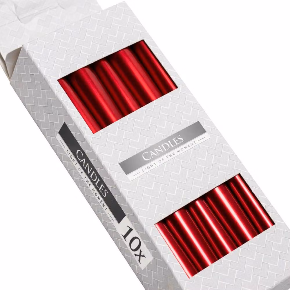KDMD Red Metallic Taper Candle for Tabletop Decoration – 3