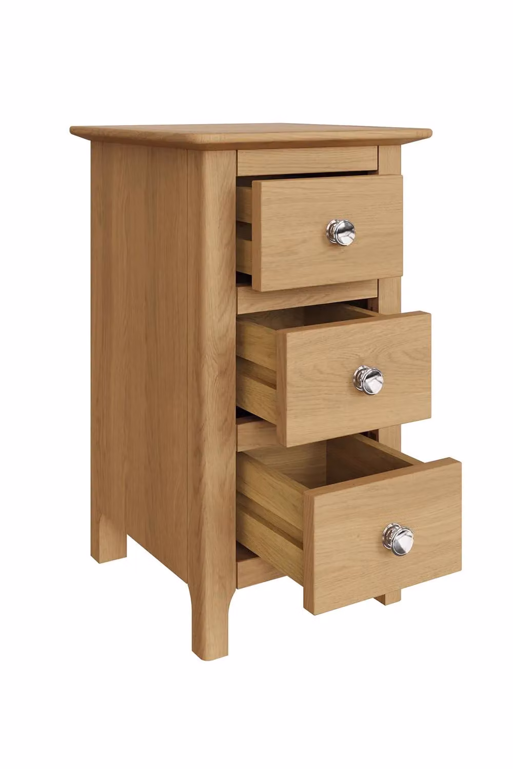 FWStyle Slim 3 Drawer Bedside Table in Brown Natural Oak Veneer Finish – 3