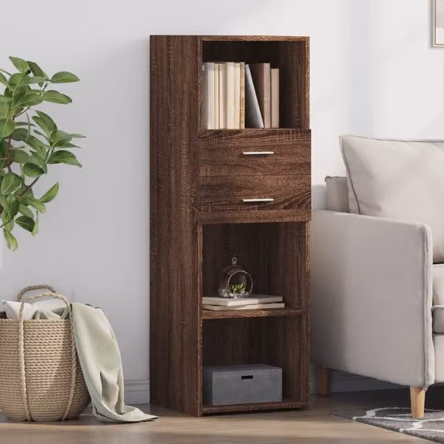 Berkfield Home Modern Highboard in Brown Oak, W: 40 cm, D: 42.5 cm, H: 124 cm
