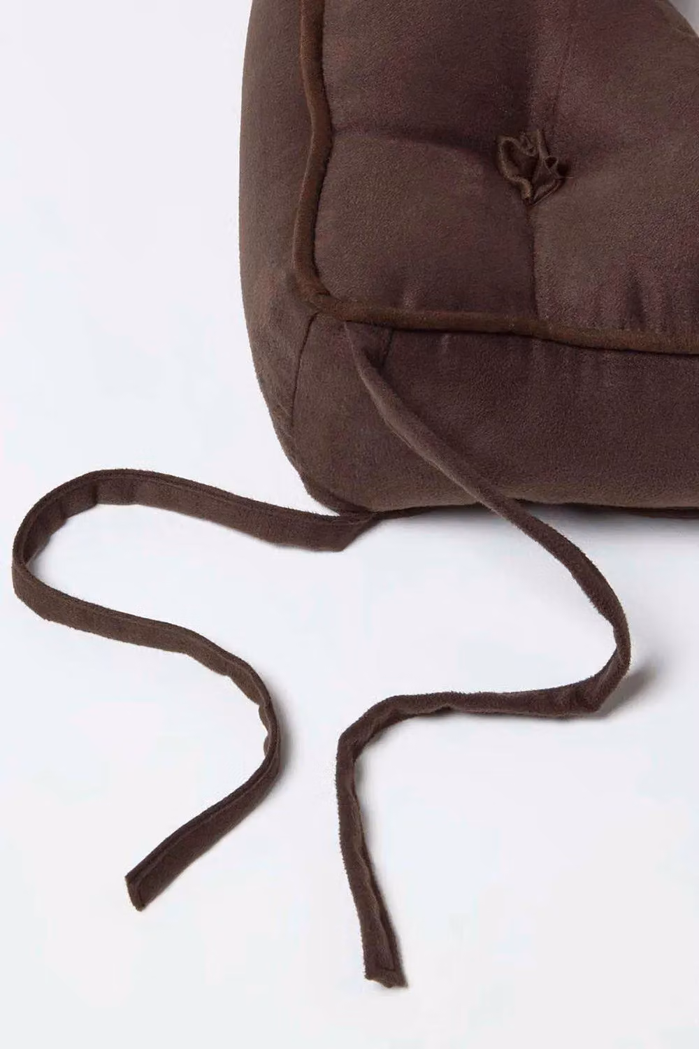 Homescapes Brown Faux Suede Coccyx Cushion with Ties, W/D/H: 40 x 40 x 10 cm – 4