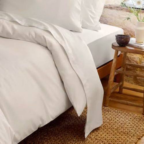 Christy Organic Cotton Percale King Flat Sheet in White