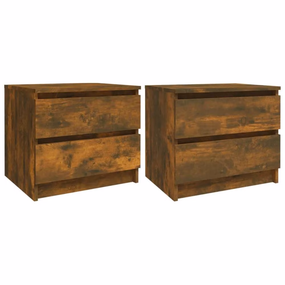 Berkfield Home Spacious Bed Cabinets, 2 Piece Set in Smoked Oak Brown, W/D/H: 50 x 39 x 43.5 cm – 3
