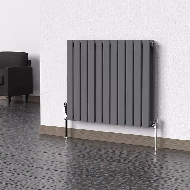 Lux Heat Anthracite Grey Horizontal Double Radiator, W: 77 cm, H: 60 cm