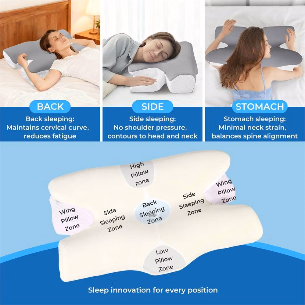 Kelvenix IceWave Height Adjustable Memory Foam Cervical Wedge Pillow in Grey – 3