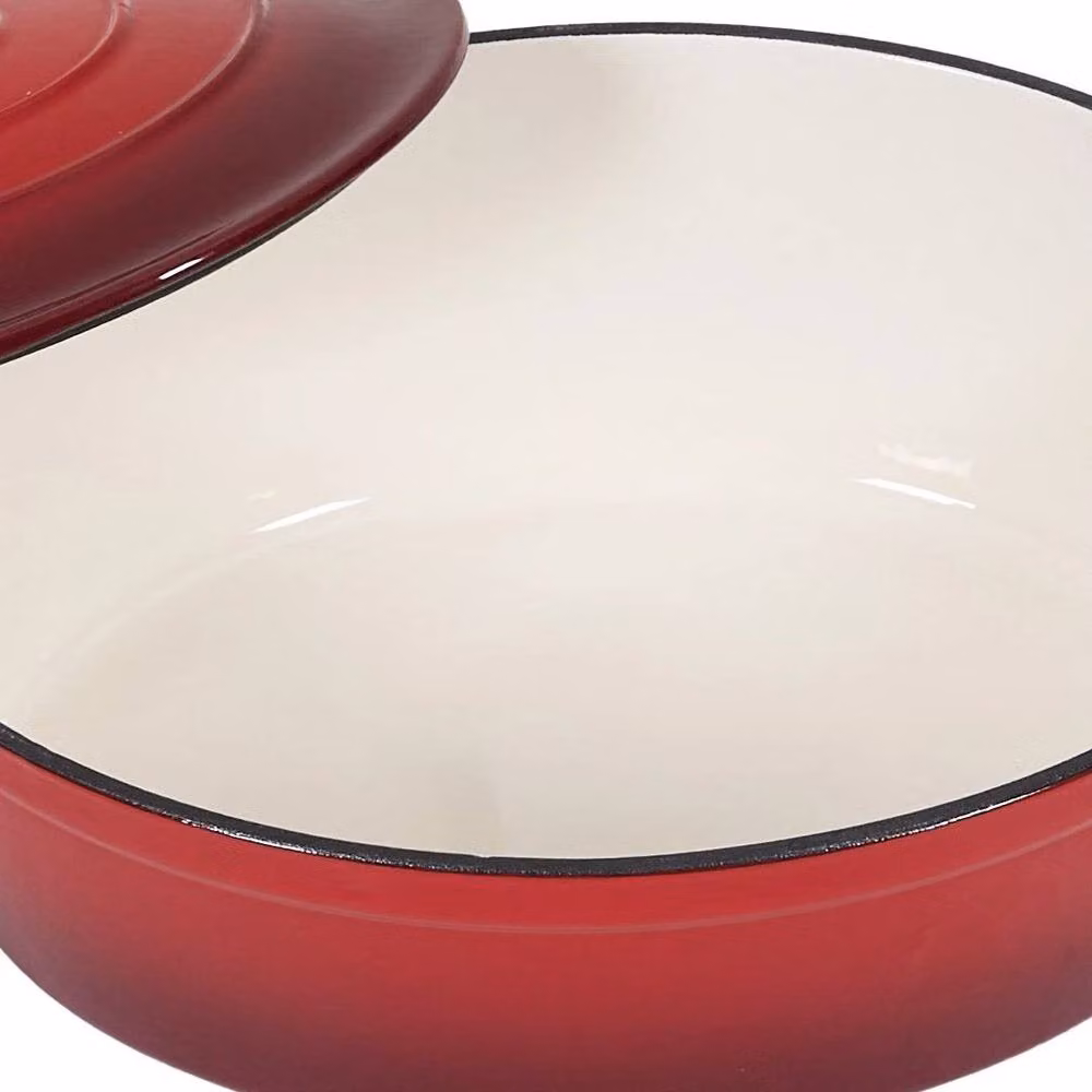 PAWNORA Red Oval Enamel Cast Iron Dutch Oven with Glass Lid Casserole Stockpot – 6