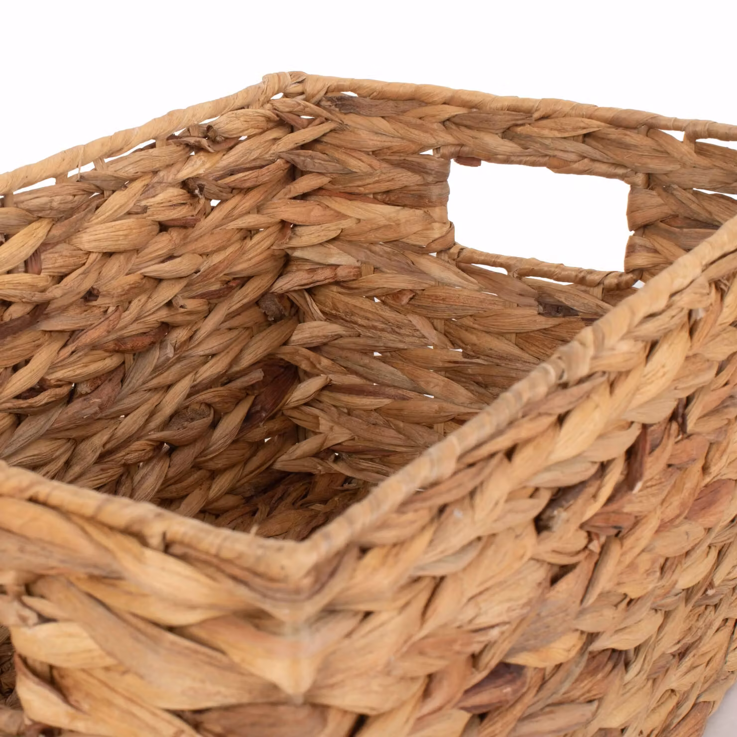 Red Hamper Rectangular Water Hyacinth Storage Basket in Brown and Red, W/D/H: 34 x 23 x 34 cm – 3