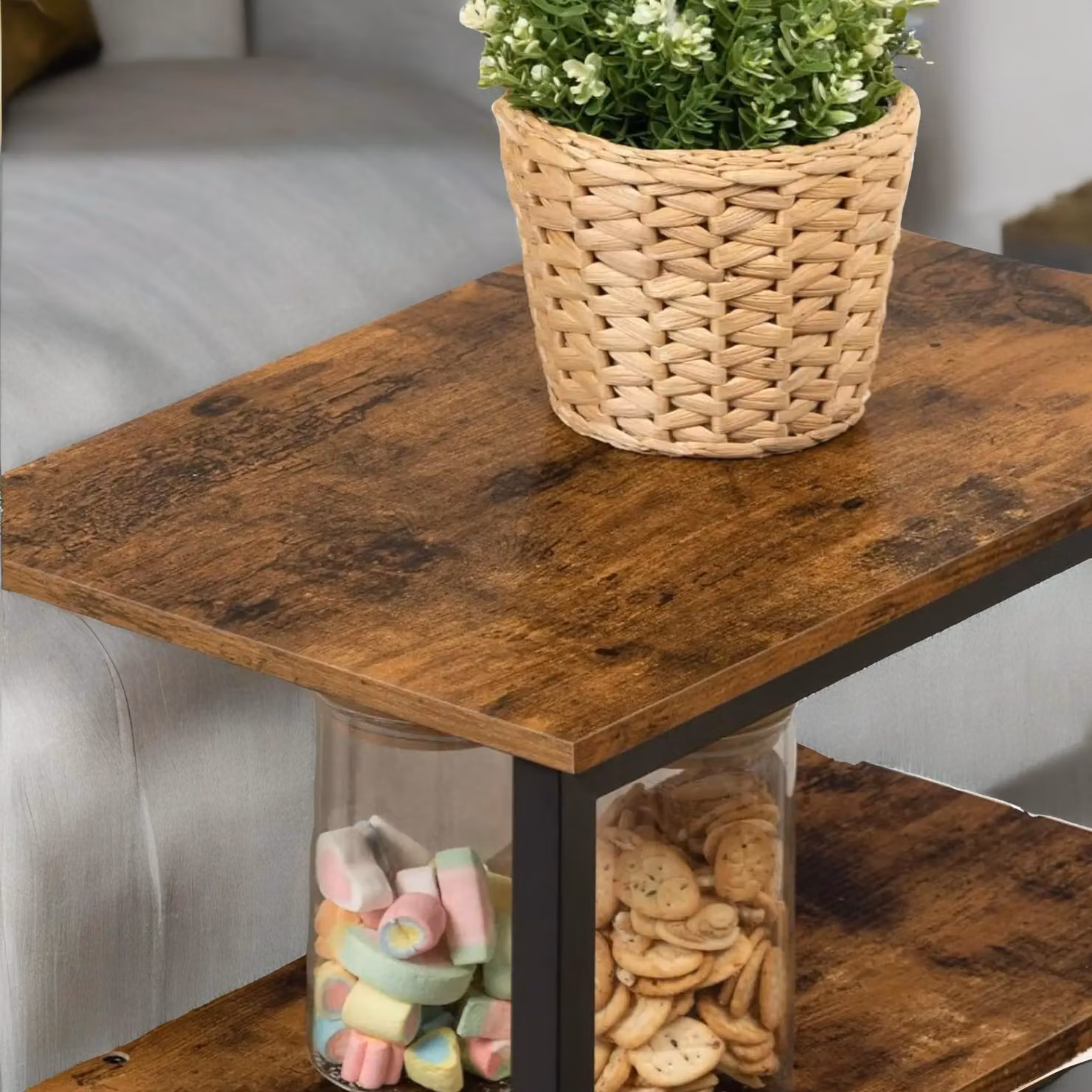 Rafaelo Mobilia Slim Bedside Table with 2 Drawers in Brown and Black – 3