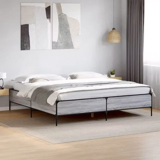 Berkfield Home Modern Bed Frame in Grey Sonoma, 200 x 200 cm – 1