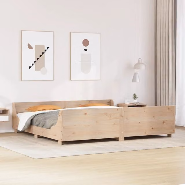 Berkfield Home Super King Solid Wood Pine Bed Frame in Brown, W/D/H: 180 x 200 cm