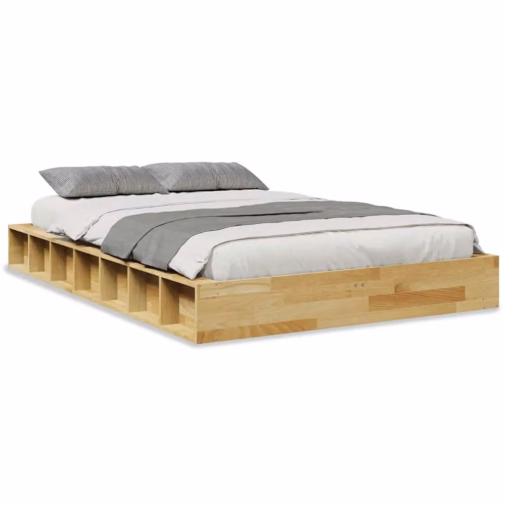 Berkfield Home Solid Wood Oak Bed Frame in Brown, W/D/H: 120 x 200 cm – 2