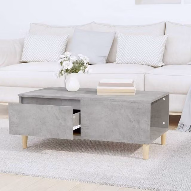 Berkfield Home Decorative Coffee Table in Concrete Grey, W/D/H: 90 x 50 x 36.5 cm