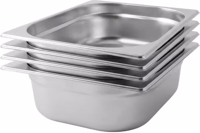 Argon Tableware Stainless Steel Gastronorm Containers 1/2 Size, 5.5 l, Silver, Pack of 4 – 2