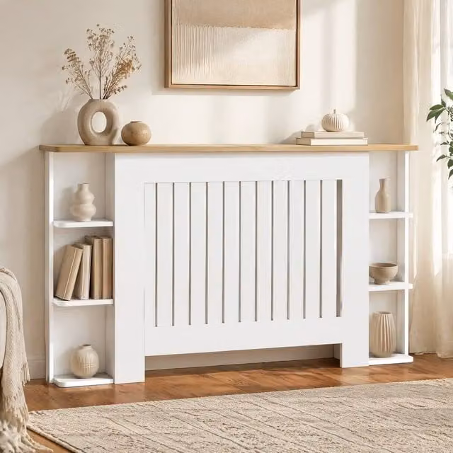 STILVORA White Radiator Cover with Open Shelves and Back Panel – 1