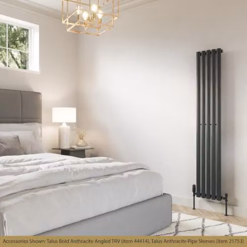 UK Radiators Omeara Anthracite Elliptical Tube Vertical Designer Single Panel Radiator, H: 160 cm, W: 29 cm – 3