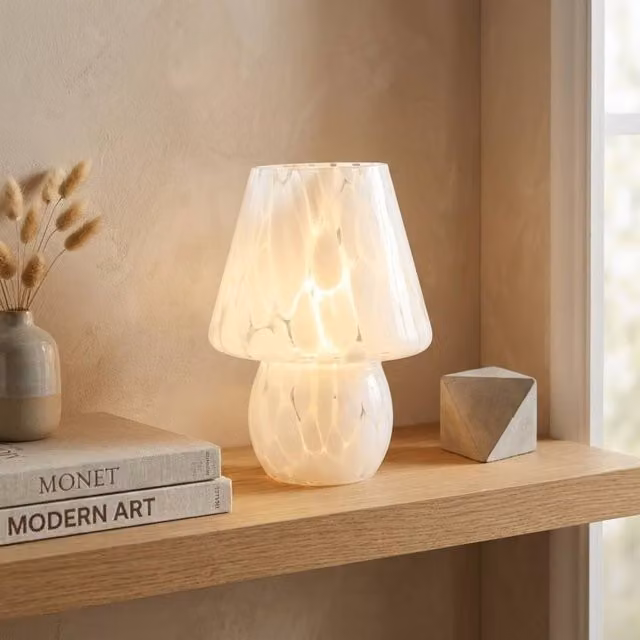 Garden Greatness Light Up Leopard Mushroom Lamp in Beige and White