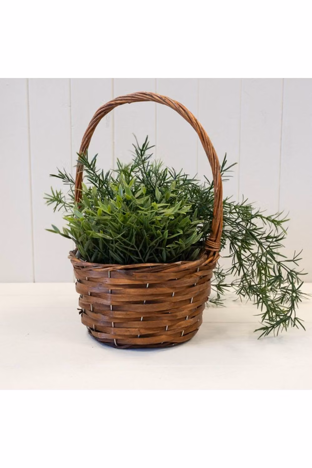 KDMD Rustic Round Brown Willow Basket with Overhandle and Open Weave – 2