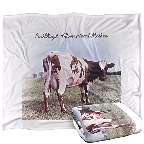 LOGOVISION Pink Floyd Atom Heart Mother Super Soft Fleece Throw Blanket, White, W/D/H: 152 x 127 cm
