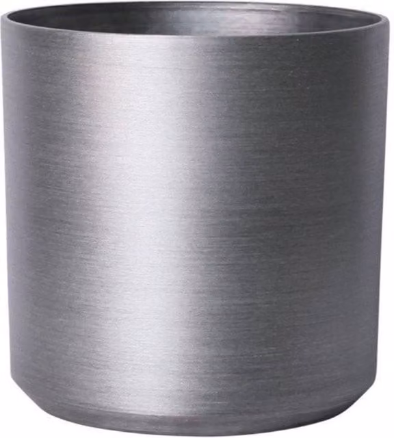 KDMD Brushed Steel Metallic Look Cylinder Planter, Silver, 28cm Diameter