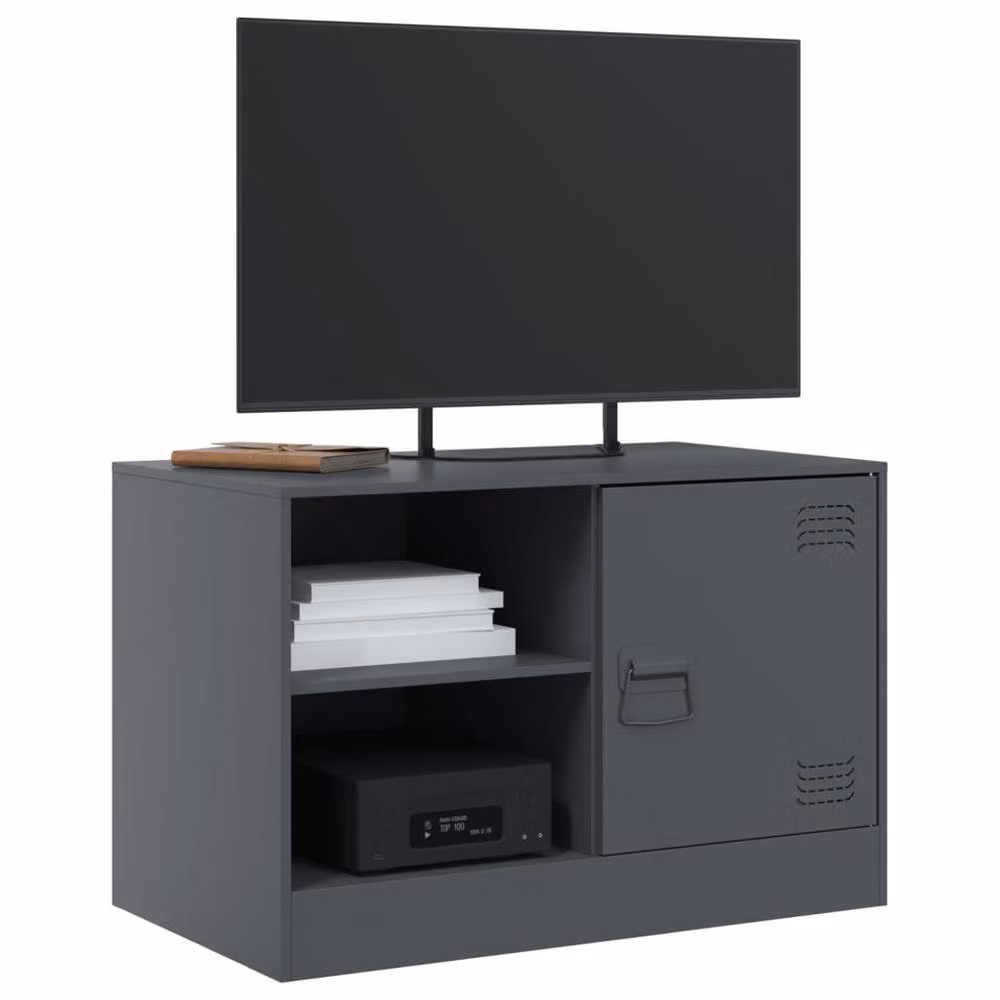 Berkfield Home Anthracite Steel TV Cabinet in Dark Grey, W/D/H: 67 x 39 x 44 cm – 4