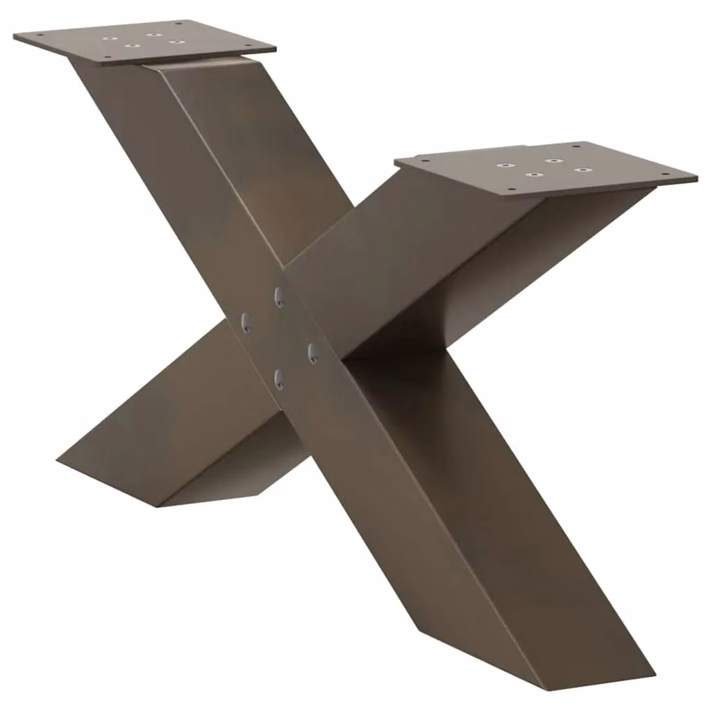 Berkfield Home X-Shaped Coffee Table Legs, 2 Pieces, Brown Steel, H: 70 cm, W: 30-31 cm – 3