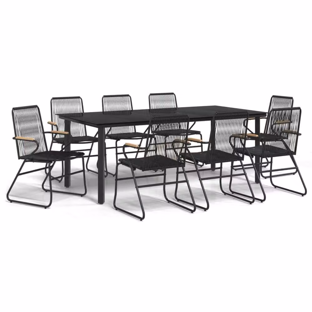 Berkfield Home Beautiful 9 Piece Black PVC Rattan Garden Dining Set – 3