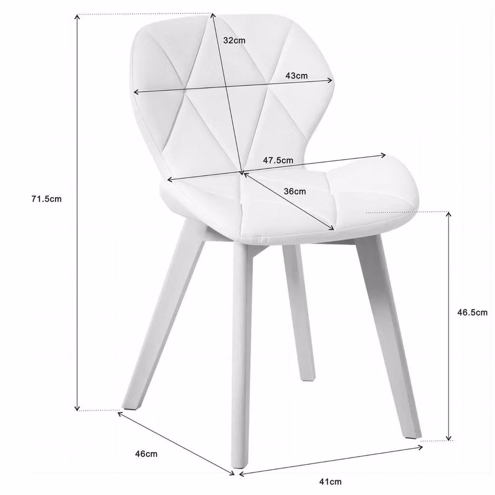 VOGREX 2 Diamond Dining Chairs in Grey Fabric with Beech Wood Legs – 2