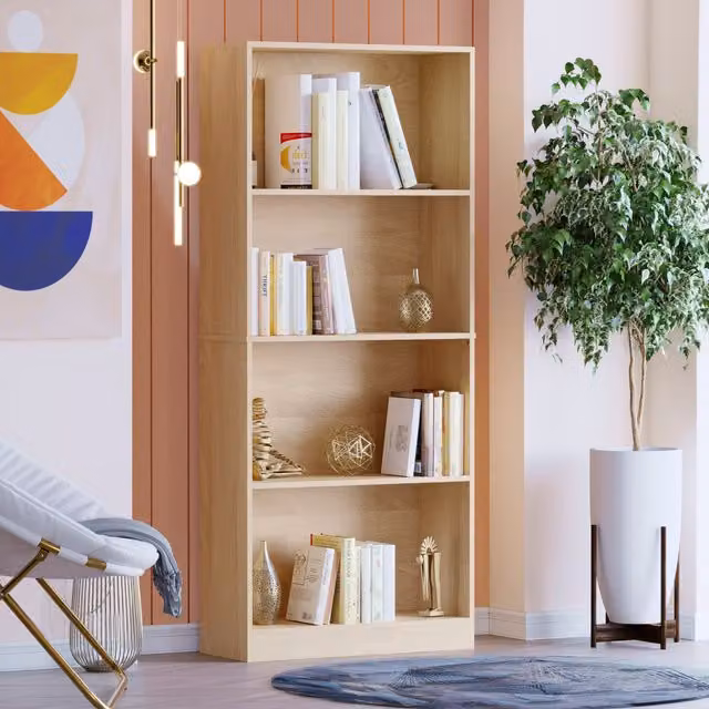 Vida Designs Modern Oak Bookcase with Back Panel, W/D/H: 140 x 60 x 24 cm