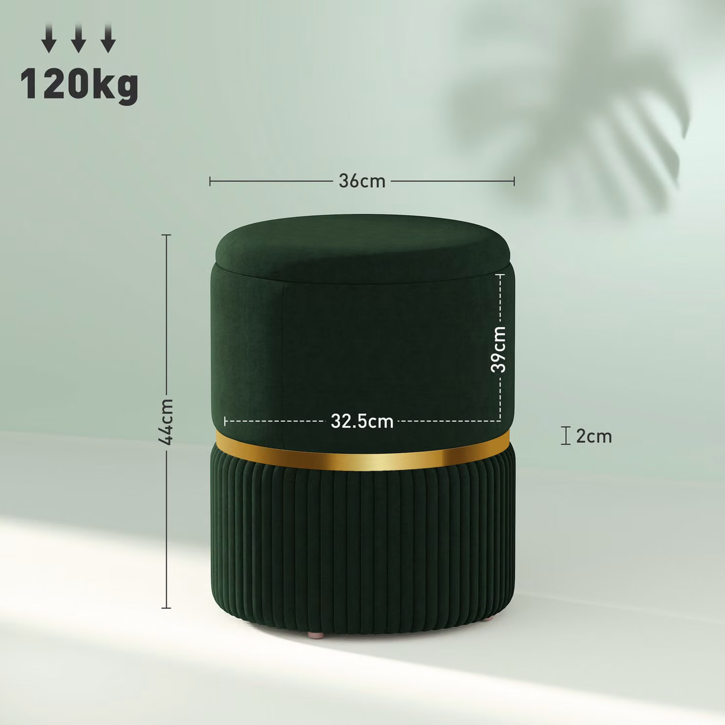 HOMCOM Velvet Storage Ottoman in Green – 3