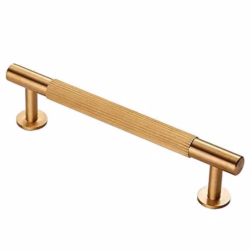Loops Lined Bar Door Pull Handle in Satin Brass