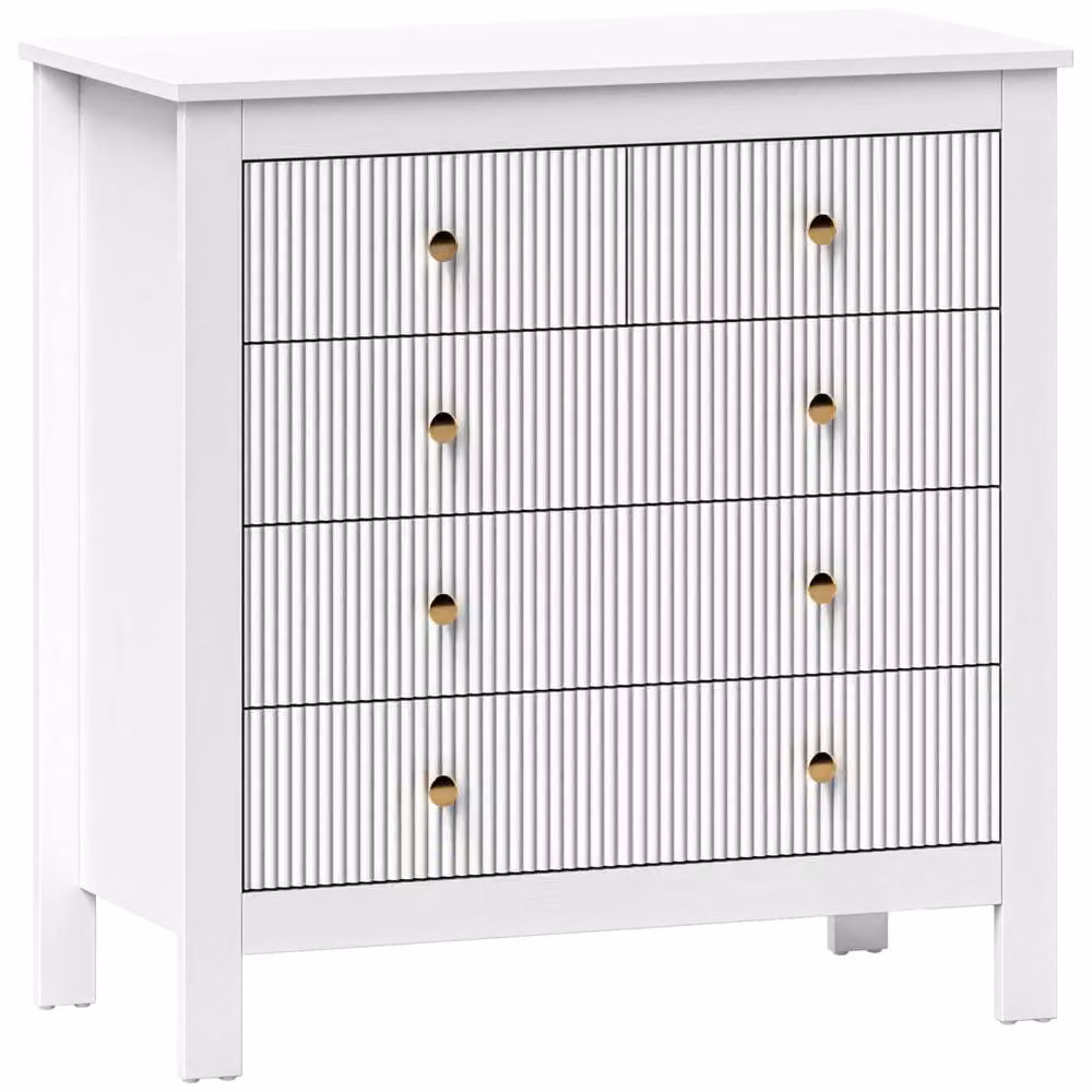 Wyld Haus Vedise 5 Drawer Chest of Drawers in White and Gold – 2