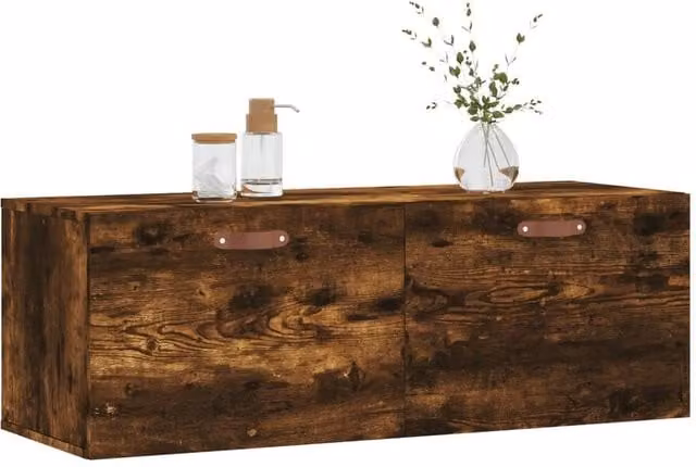 Berkfield Home Wall Mounted Smoked Oak Cabinet in Brown, W/D/H: 100 x 36.5 x 35 cm – 1
