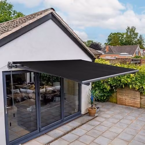 Jack Stonehouse Retractable Electric Awning with LED Lights and Remote Control, Black, W: 3 m, D: 2.5 m