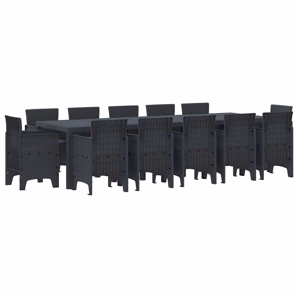 Berkfield Home Modern 13 Piece Garden Dining Set with Anthracite Cushions in Dark Grey Poly Rattan – 2
