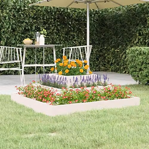 vidaXL White Wooden Planter Tub W: 80 cm, D: 80 cm, H: 27 cm – 2