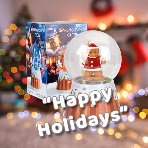 VFM e-Store Christmas Gingerbread Man Light Up Snow Globe Blower, Red and Pink Multicolour, H 18 cm x W 18 cm x D 12 cm – 4