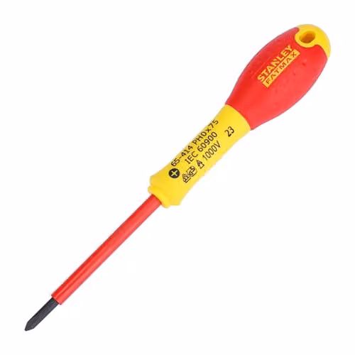 Stanley FatMax VDE Insulated Phillips Screwdriver PH0 x 75mm in Red and Yellow