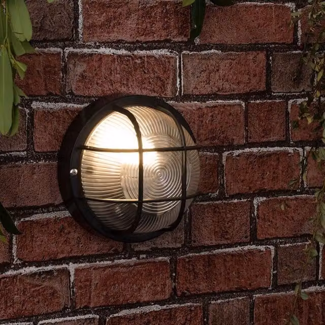Lighting Legends Round Grille LED Outdoor Wall Security Light in Black