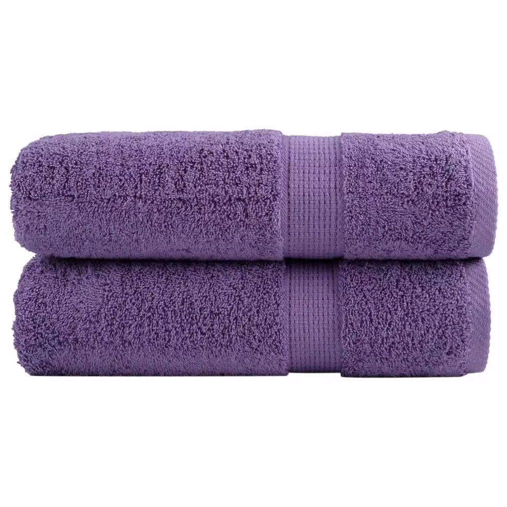 Berkfield Home SOLUND Premium Cotton Terry Shower Towels, Purple, 2 Pack, W: 70 cm, L: 140 cm, 600 gsm – 2