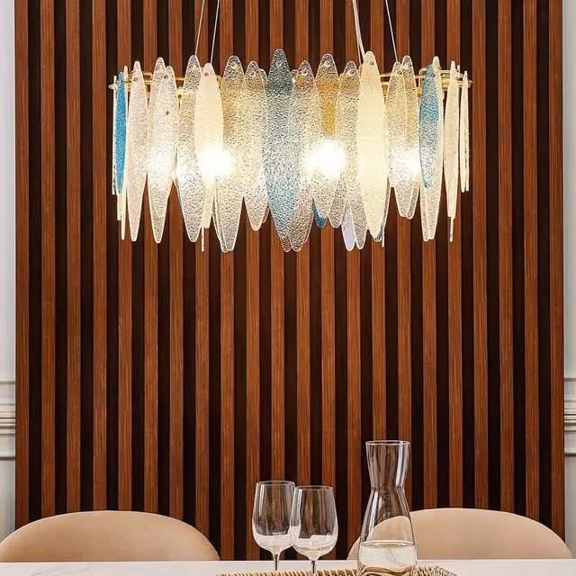 Wyld and Coco Luxe Multicolour Glass and Metal Chandelier Pendant Lamp with Gold/Brass Accents – 1