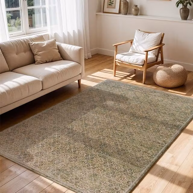 Livabliss Galey Alix Myrtle Avenue II Vintage Boho Fringe Living Room Rug in Brown, Green and Grey, W: 160 cm, D: 230 cm – 1