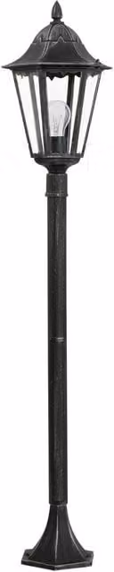 Loops IP44 Outdoor Bollard Lantern in Black and Silver, 120 cm Tall Aluminium Post with E27 Socket