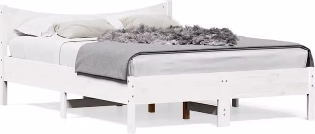Berkfield Home Solid Wood Pine Bed Frame in White, W/D/H: 140 x 200 x 74 cm – 1
