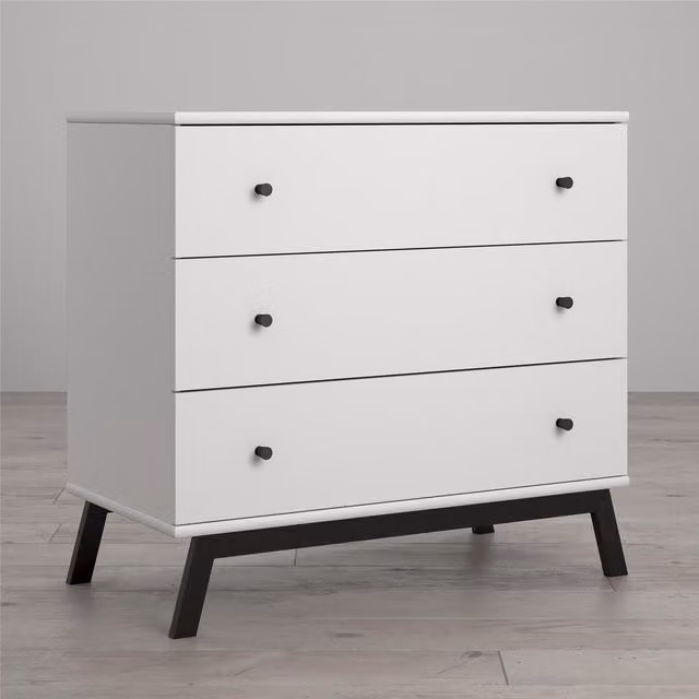 Little Seeds Modern Childrens Dresser in White and Grey with Metal Accents