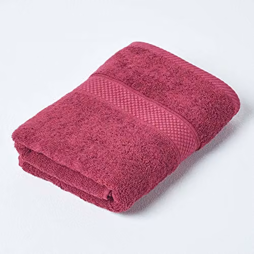 Homescapes Red Turkish Cotton Hand Towel, 500 GSM, Fluffy and Quick-Drying