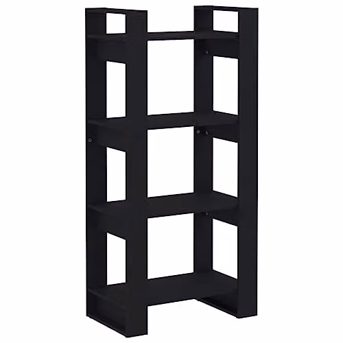 vidaXL Solid Wood Book Cabinet and Room Divider in Rustic Black, W/D/H: 60.0 x 35.0 x 30.0 cm
