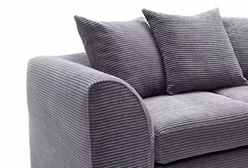 Abakus Direct Jumbo Cord 2 Seater Sofa in Grey, W/D/H: 160 x 89 x 90 cm – 5