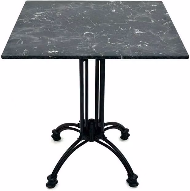 Havendro Black Marble and Aluminium Side Table for Indoor or Outdoor Bistro Dining, W: 70 cm, D: 70 cm, H: 70 cm