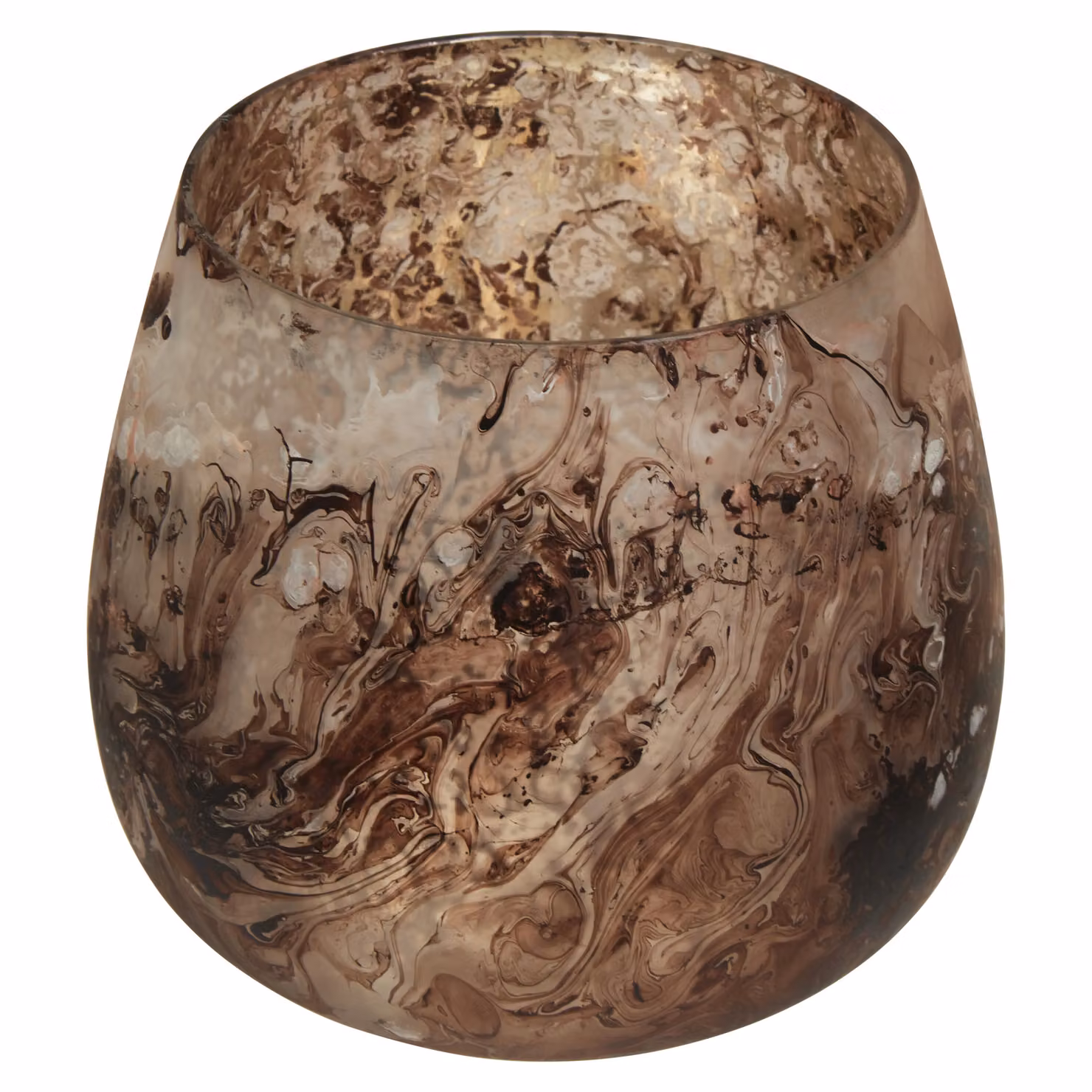 Orsina Abstract Round Glass Tealight and Taper Candle Holder in Brown and Silver – 3